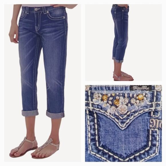 Miss Me Jeans Boyfriend Capri GUC Size 27 J1231